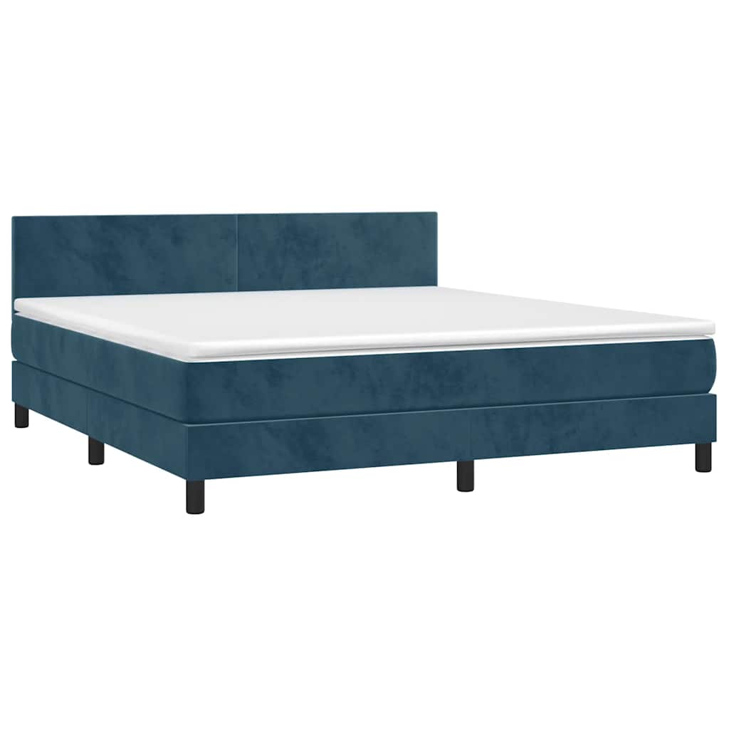 vidaXL Κρεβάτι Boxspring με Στρώμα Σκούρο Μπλε 160x200 εκ. Βελούδινο