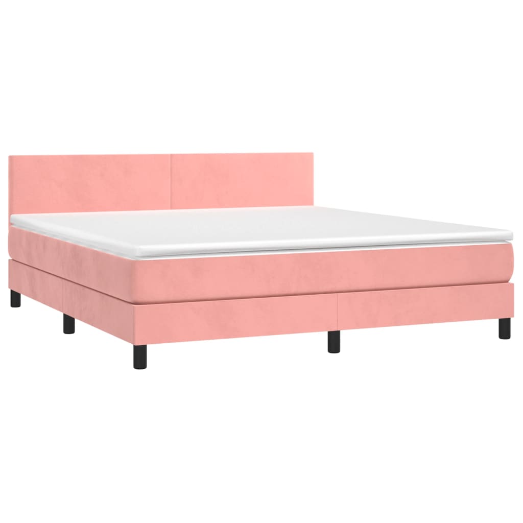 vidaXL Κρεβάτι Boxspring με Στρώμα Ροζ 160x200 εκ. Βελούδινο