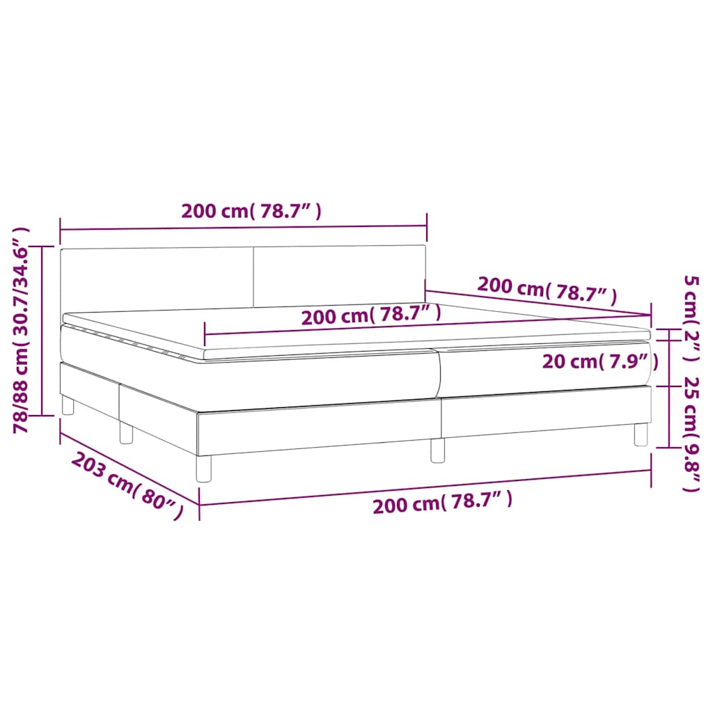 vidaXL Κρεβάτι Boxspring με Στρώμα Σκούρο Πράσινο 200x200εκ. Βελούδινο
