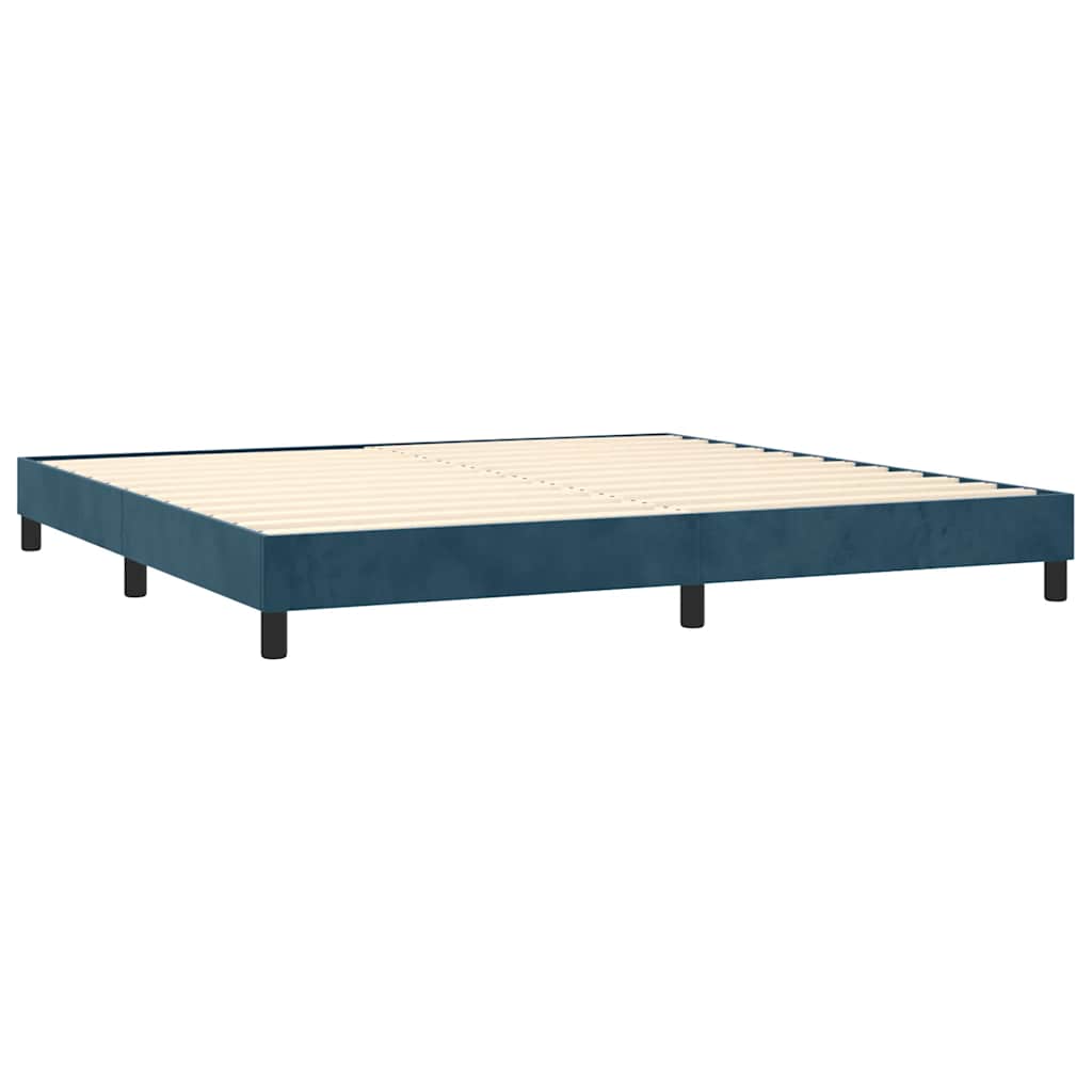 vidaXL Κρεβάτι Boxspring με Στρώμα Σκούρο Μπλε 200x200 εκ. Βελούδινο