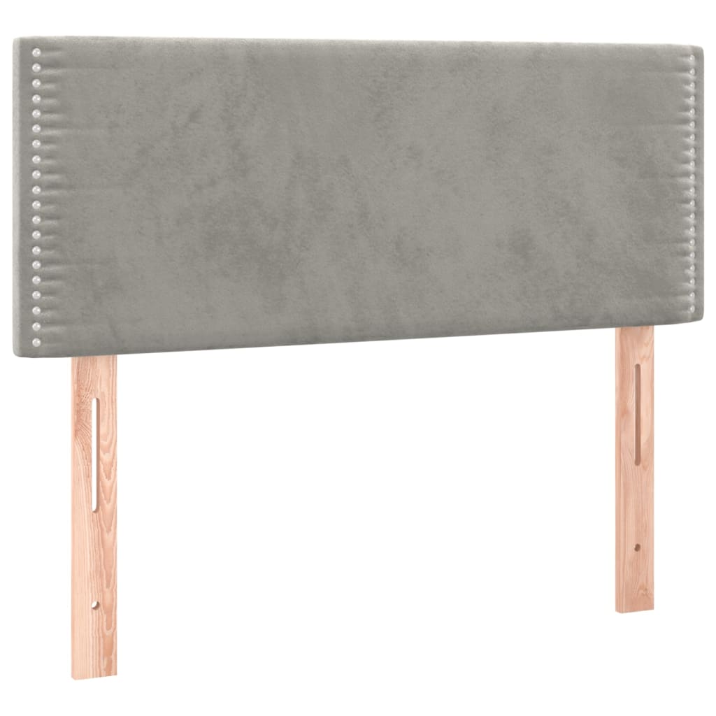 vidaXL Κρεβάτι Boxspring με Στρώμα Ανοιχτό Γκρι 90x190 εκ. Βελούδινο
