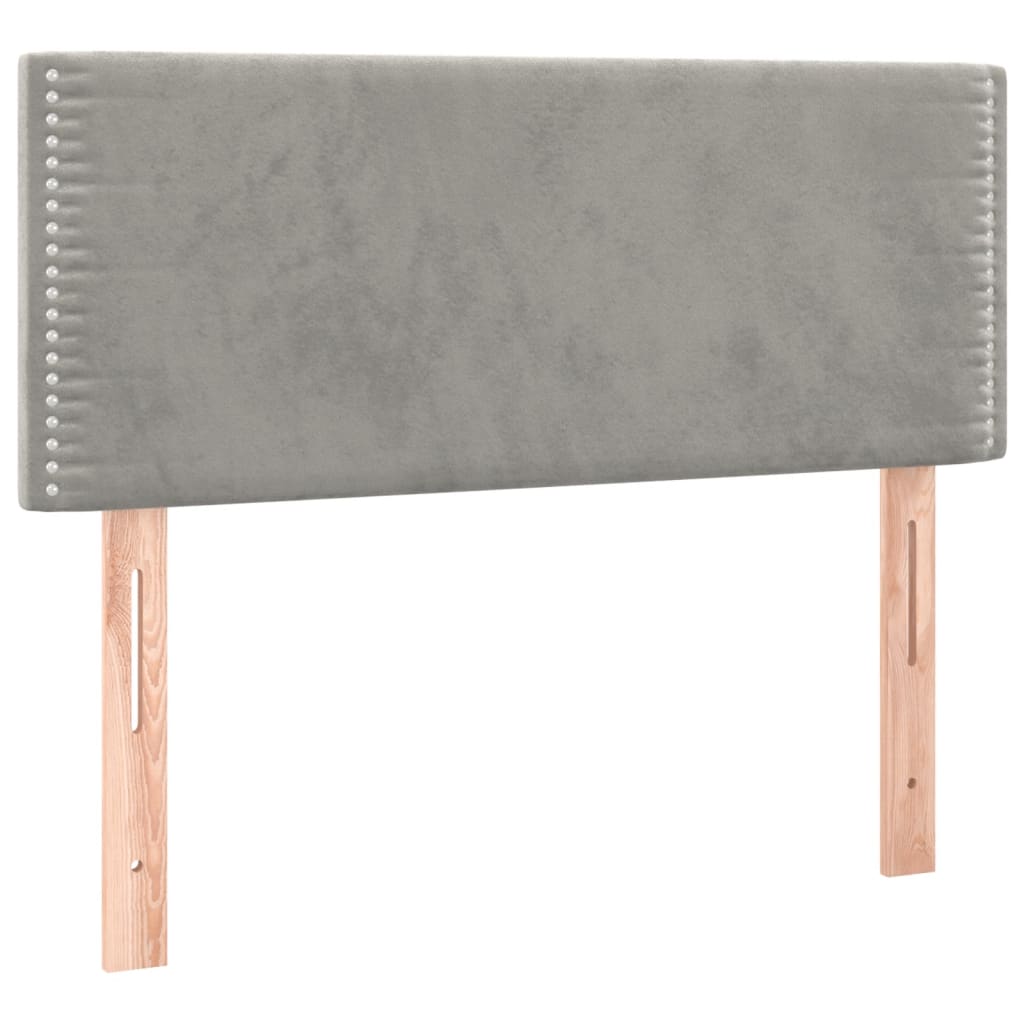 vidaXL Κρεβάτι Boxspring με Στρώμα Ανοιχτό Γκρι 90x200 εκ. Βελούδινο
