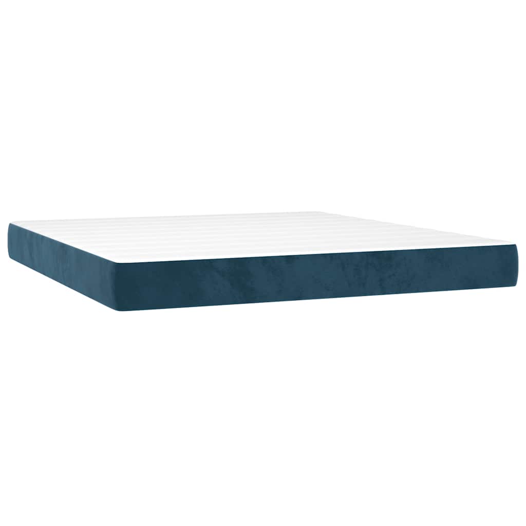 vidaXL Κρεβάτι Boxspring με Στρώμα Σκούρο Μπλε 160x200 εκ. Βελούδινο