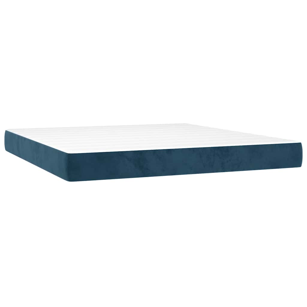 vidaXL Κρεβάτι Boxspring με Στρώμα Σκούρο Μπλε 180x200 εκ. Βελούδινο