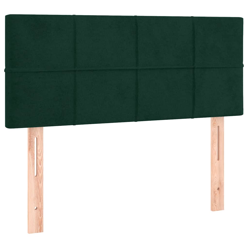 vidaXL Κρεβάτι Boxspring με Στρώμα Σκούρο Πράσινο 90x200 εκ. Βελούδινο
