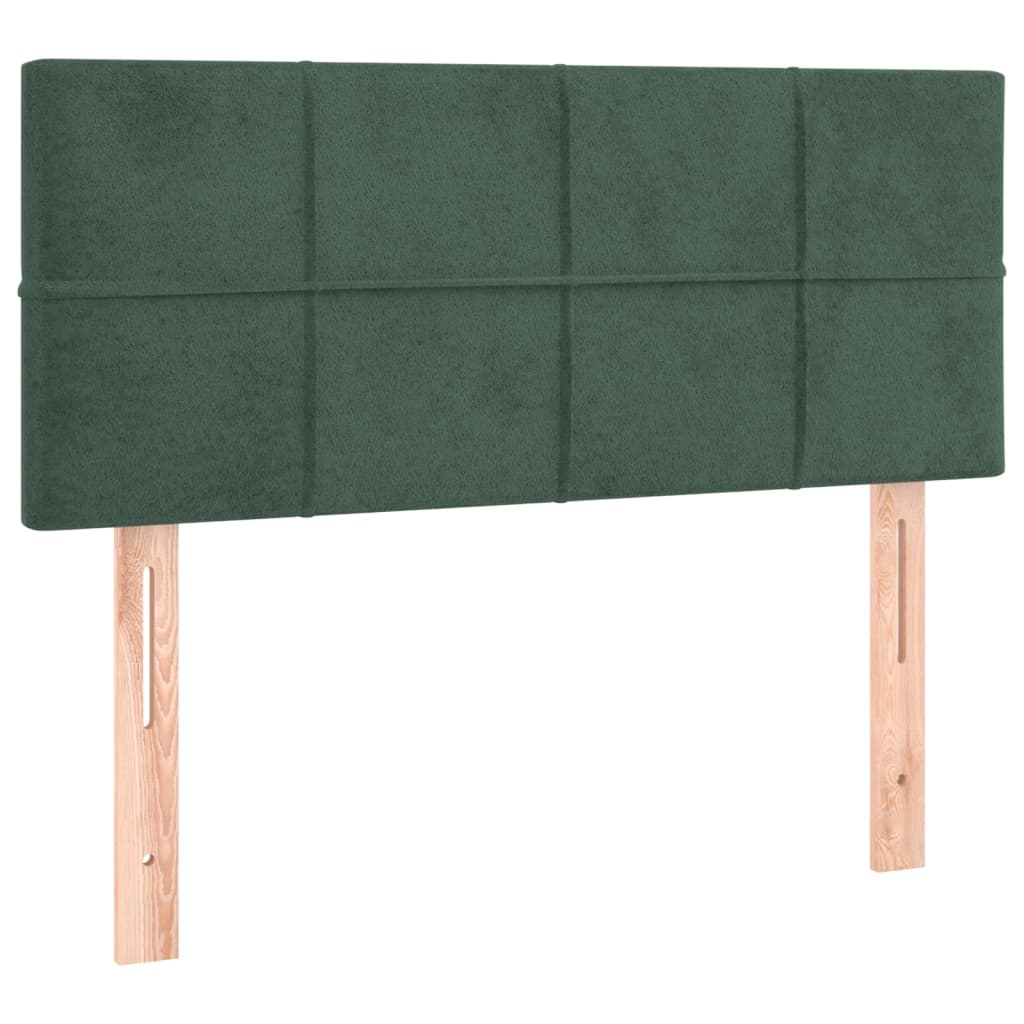 vidaXL Κρεβάτι Boxspring με Στρώμα Σκούρο Πράσινο 100x200εκ. Βελούδινο