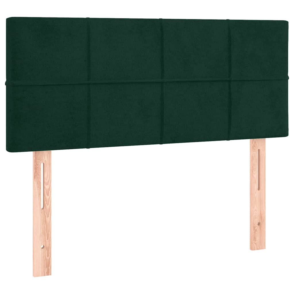 vidaXL Κρεβάτι Boxspring με Στρώμα Σκούρο Πράσινο 100x200εκ. Βελούδινο