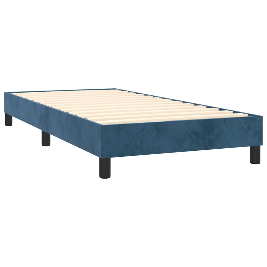vidaXL Κρεβάτι Boxspring με Στρώμα Σκούρο Μπλε 100x200 εκ. Βελούδινο