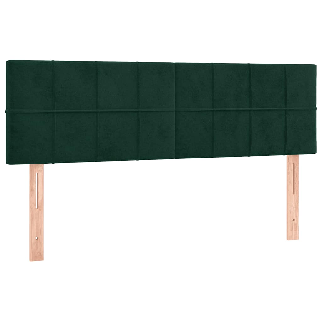 vidaXL Κρεβάτι Boxspring με Στρώμα Σκούρο Πράσινο 140x190εκ. Βελούδινο