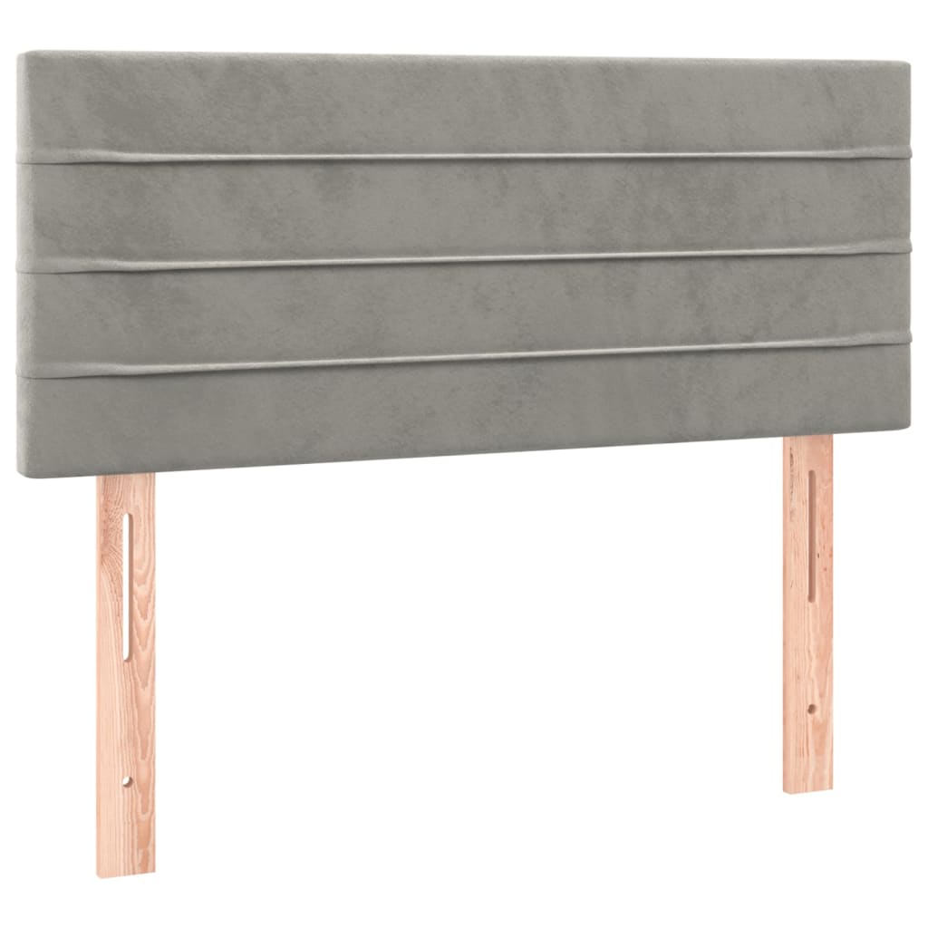 vidaXL Κρεβάτι Boxspring με Στρώμα Ανοιχτό Γκρι 90x190 εκ. Βελούδινο