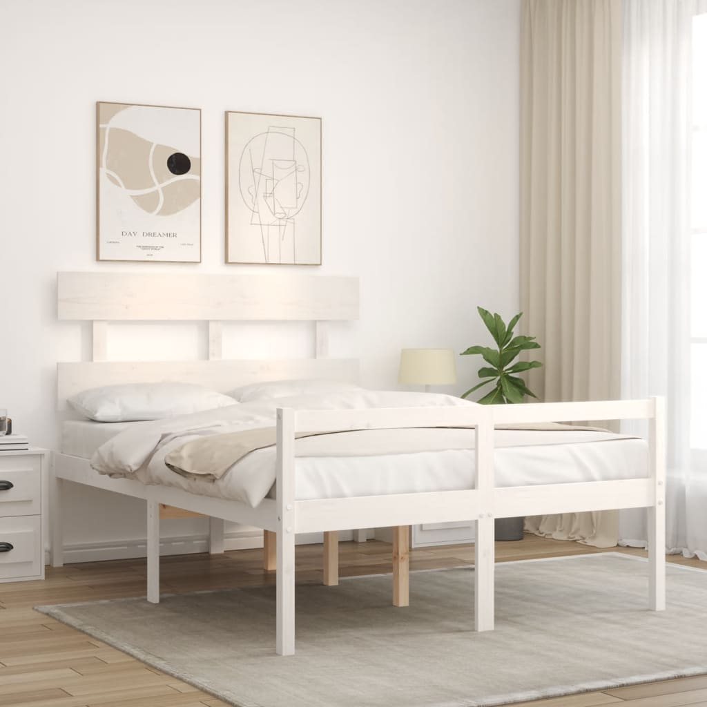 vidaXL Κρεβάτι Ηλικιωμένου με Κεφαλάρι 120 x 200 εκ. Λευκό Μασίφ Ξύλο
