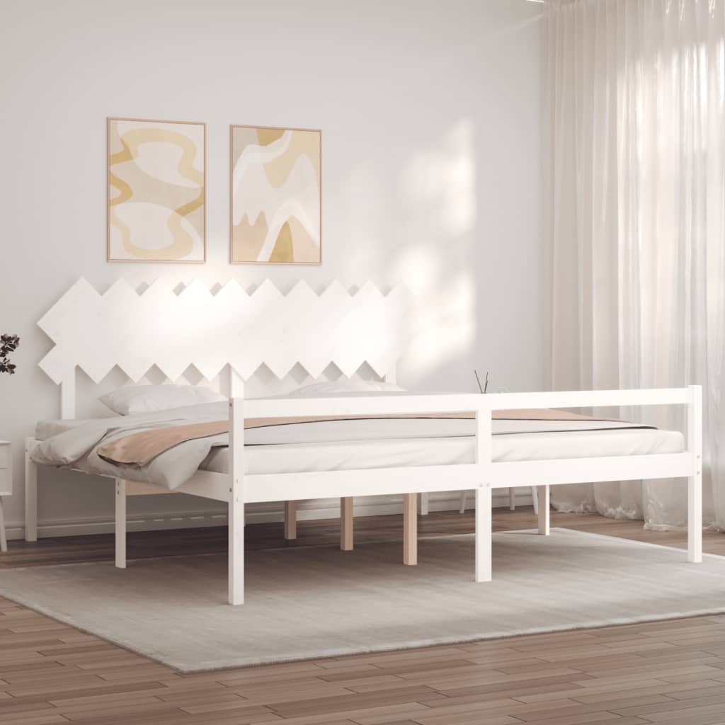 vidaXL Κρεβάτι Ηλικιωμένου με Κεφαλάρι 200 x 200 εκ. Λευκό Μασίφ Ξύλο