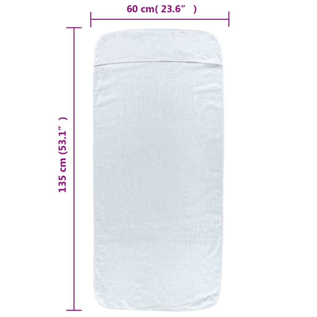 vidaXL Πετσέτες Θαλάσσης 6 τεμ. Λευκές 60 x 135 εκ. Ύφασμα 400 GSM