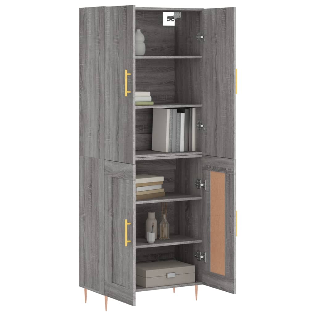 vidaXL Ντουλάπι Γκρι Sonoma 69,5 x 34 x 180 εκ. Επεξεργασμένο Ξύλο