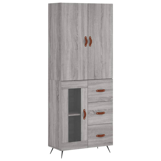 vidaXL Ντουλάπι Γκρι Sonoma 69,5 x 34 x 180 εκ. Επεξεργασμένο Ξύλο