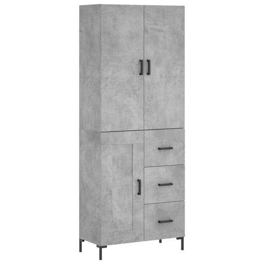 vidaXL Ντουλάπι Γκρι Σκυροδέματος 69,5x34x180 εκ. Επεξεργασμένο Ξύλο