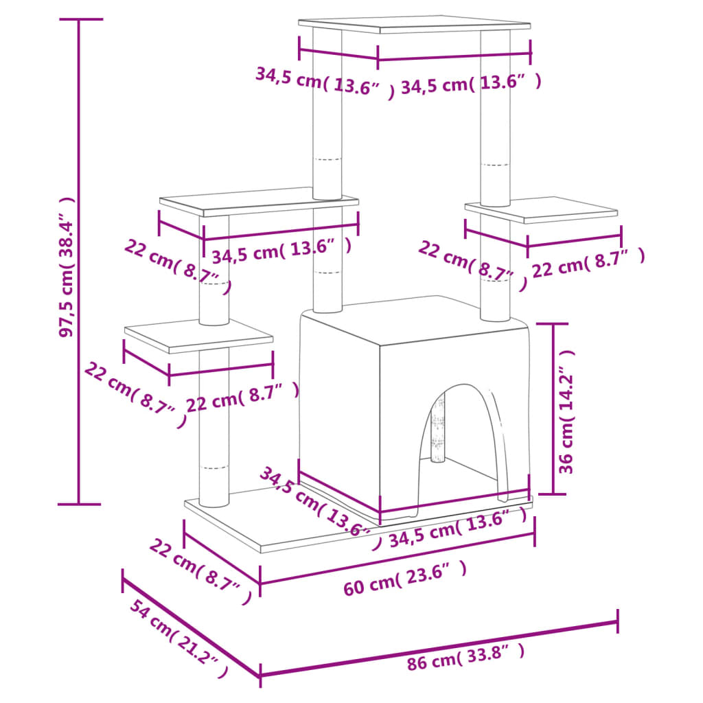 vidaXL Γατόδεντρο Σκούρο Γκρι 97,5 εκ. με Στύλους Ξυσίματος από Σιζάλ