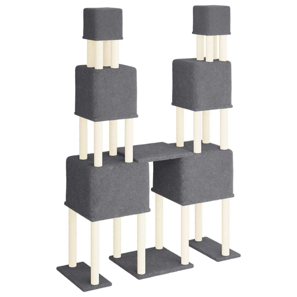 vidaXL Γατόδεντρο Σκούρο Γκρι 199 εκ. με Στύλους Ξυσίματος από Σιζάλ