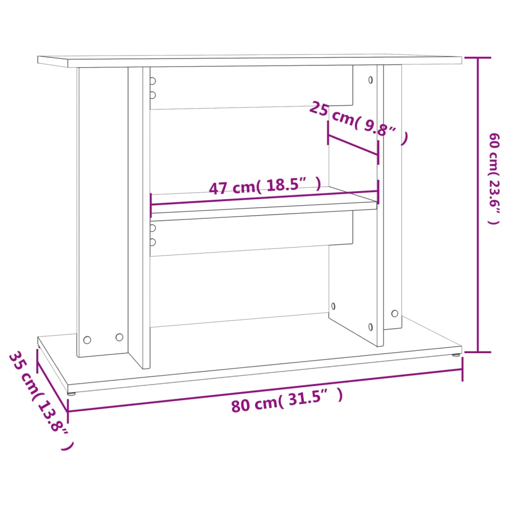 vidaXL Βάση Ενυδρείου Καφέ Δρυς 80x35x60 εκ. από Επεξεργασμένο Ξύλο