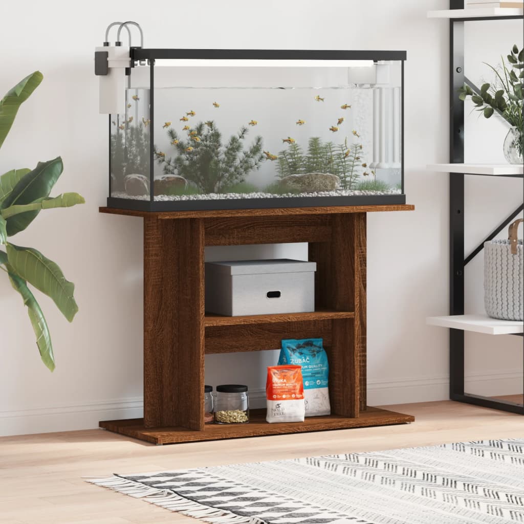 vidaXL Βάση Ενυδρείου Καφέ Δρυς 80x35x60 εκ. από Επεξεργασμένο Ξύλο