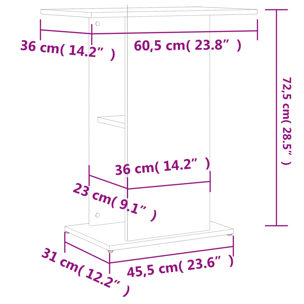 vidaXL Βάση Ενυδρείου Γυαλ. Λευκό 60,5x36x72,5 εκ. Επεξεργασμένο Ξύλο