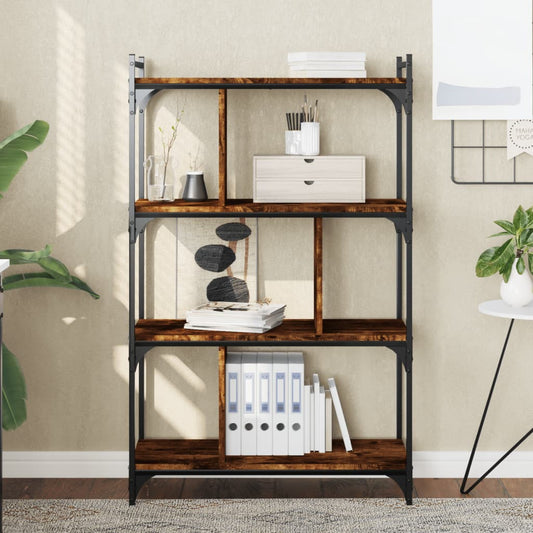 vidaXL Βιβλιοθήκη 4 Επιπέδων Καπνιστή Δρυς 76x32x123 εκ. Επεξ. Ξύλο