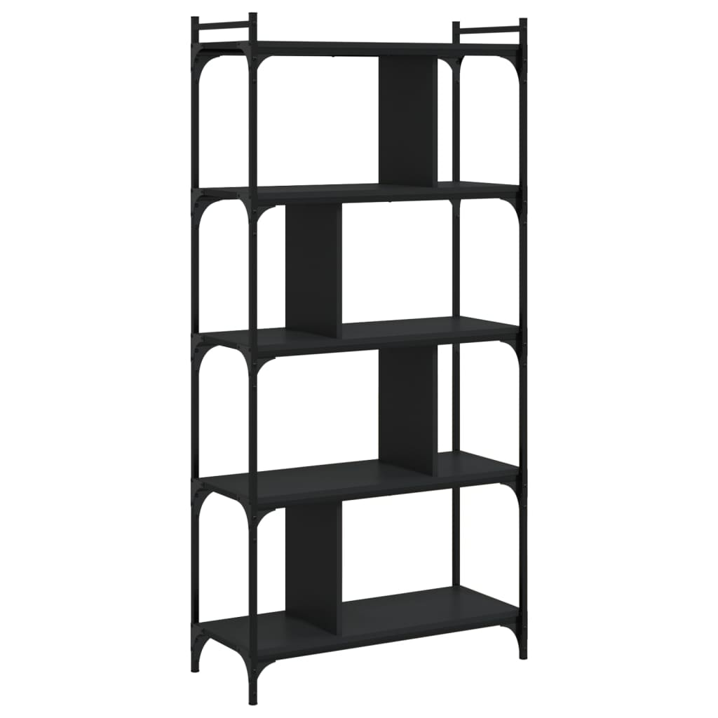 vidaXL Βιβλιοθήκη 5 Επιπέδων Μαύρη 76x32x158 εκ. Επεξεργασμένο Ξύλο