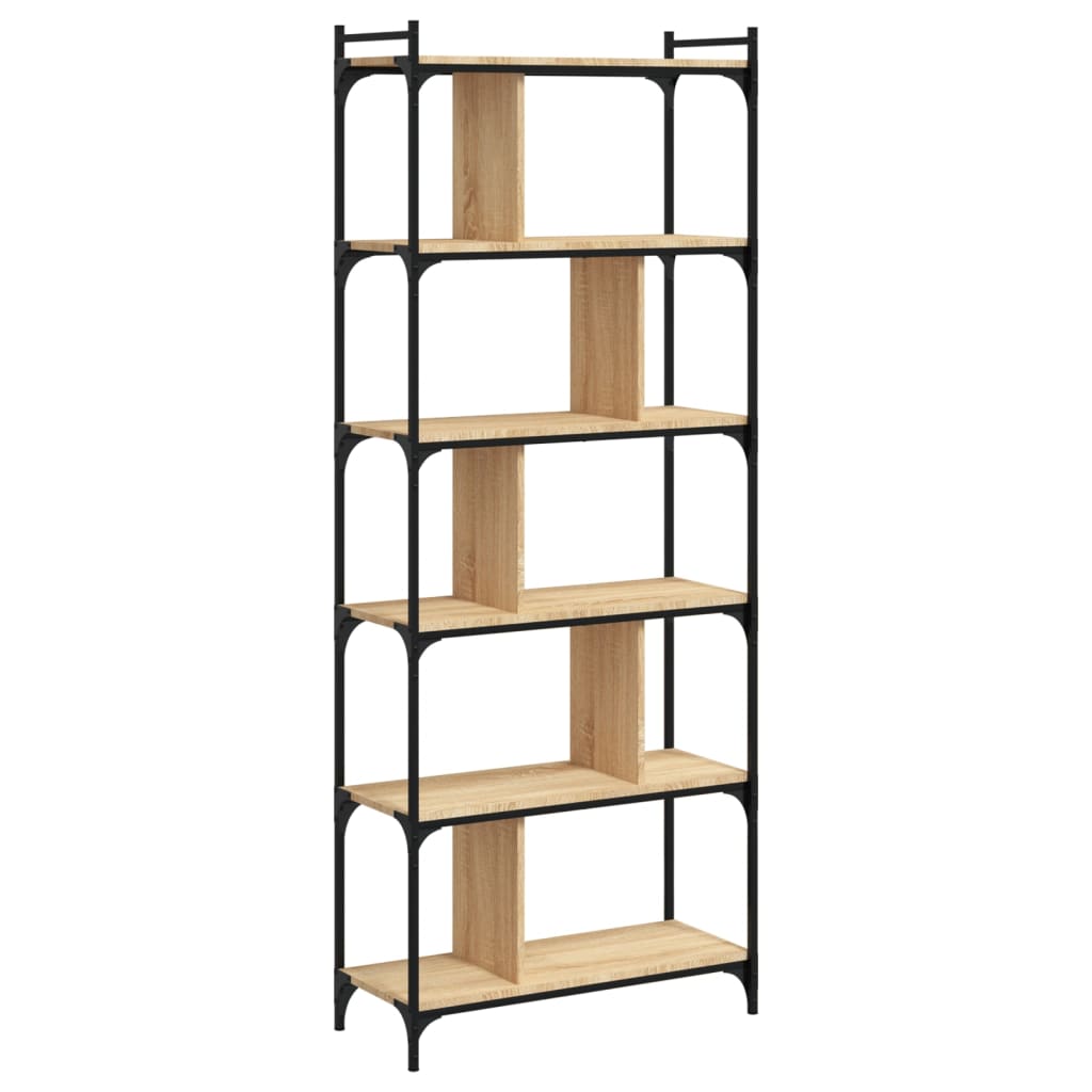 vidaXL Βιβλιοθήκη 6 Επιπέδων Sonoma Δρυς 76 x 32 x 192 εκ. Επεξ. Ξύλο