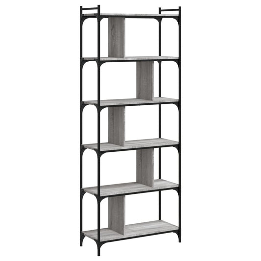 vidaXL Βιβλιοθήκη 6 Επιπέδων Γκρι Sonoma 76 x 32 x 192 εκ. Επεξ. Ξύλο