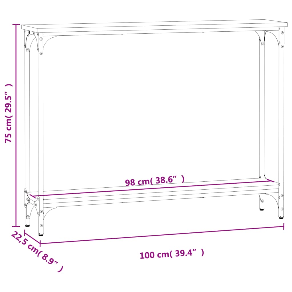 vidaXL Τραπέζι Κονσόλα Γκρι Sonoma 100x22,5x75 εκ. Επεξεργασμένο Ξύλο
