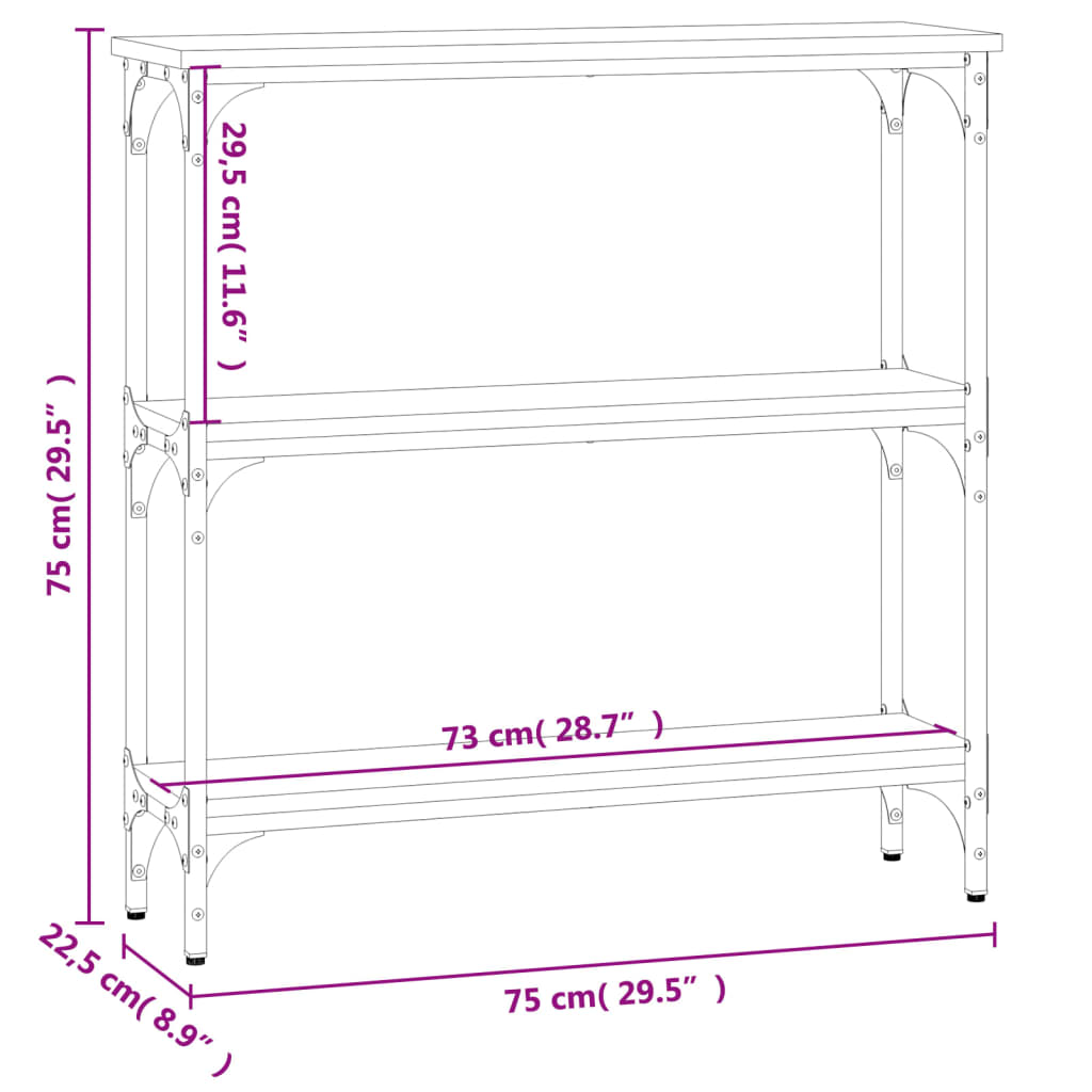 vidaXL Τραπέζι Κονσόλα Καπνιστή Δρυς 75x22,5x75 εκ. Επεξεργ. Ξύλο