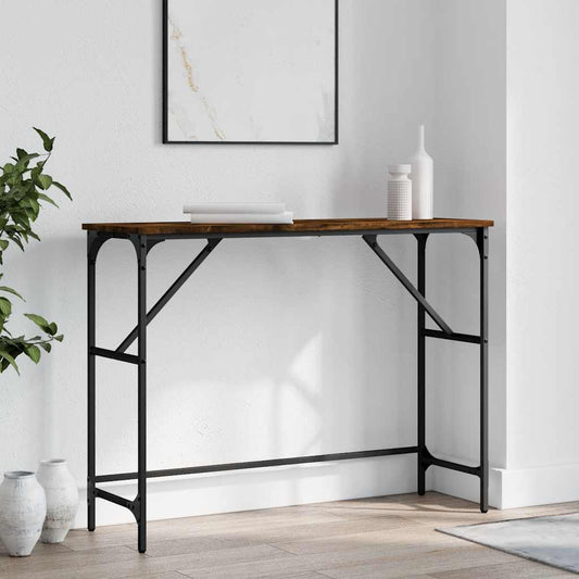 vidaXL Τραπέζι Κονσόλα Καπνιστή Δρυς 100x32x75 εκ. Επεξεργασμένο Ξύλο