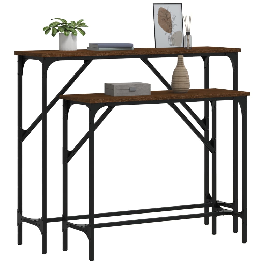 vidaXL Τραπεζάκια Κονσόλα 2 τεμ Καφέ Δρυς Επεξεργασμένο Ξύλο