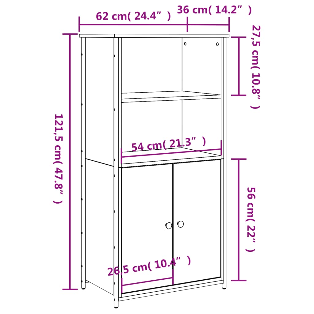 vidaXL Ντουλάπι Sonoma Δρυς 62x36x121,5 εκ. από Επεξεργασμένο Ξύλο