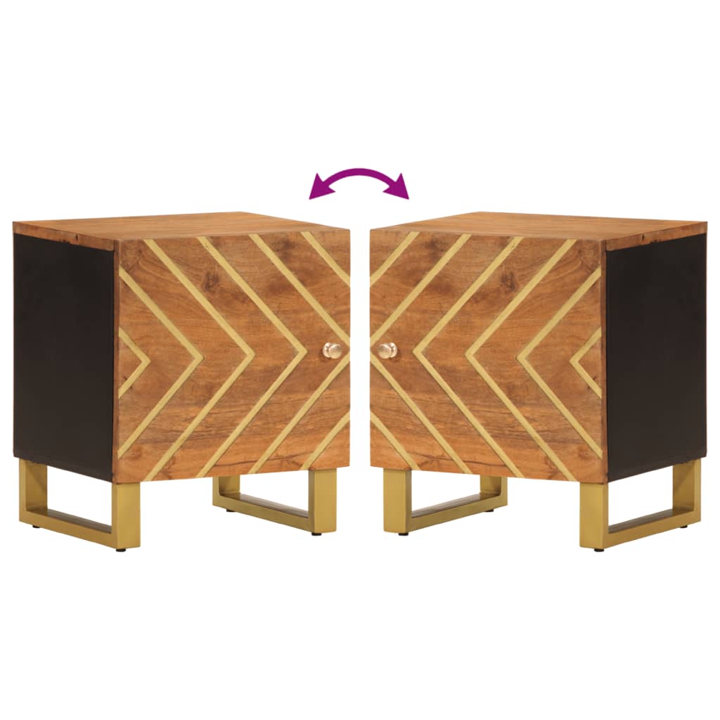 vidaXL Κομοδίνο Καφέ και Μαύρο από Μασίφ Ξύλο Μάνγκο