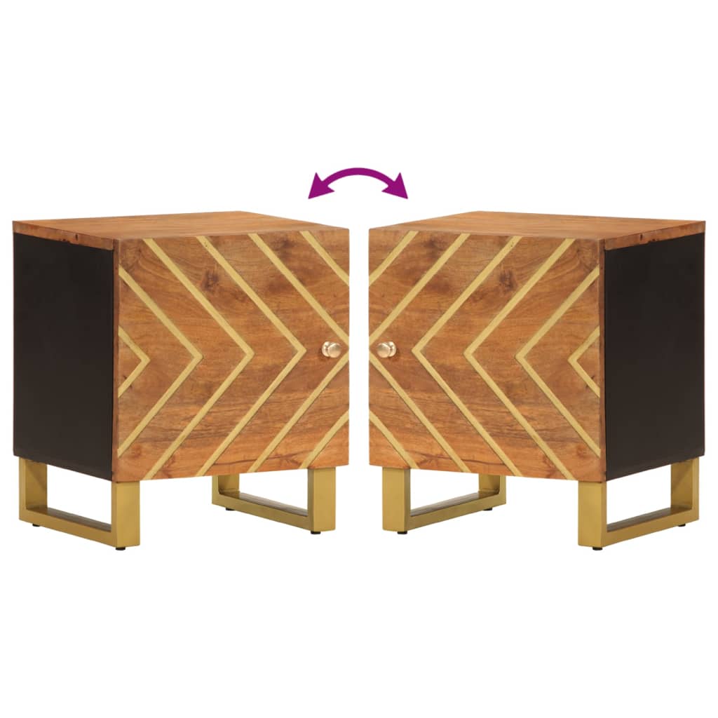 vidaXL Κομοδίνα 2 τεμ. Καφέ και Μαύρο από Μασίφ Ξύλο Μάνγκο