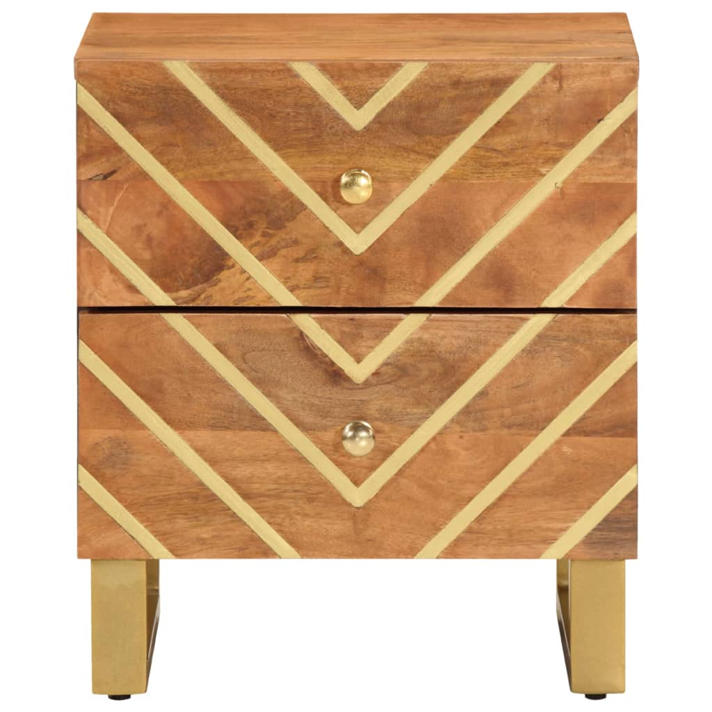 vidaXL Κομοδίνο Καφέ και Μαύρο από Μασίφ Ξύλο Μάνγκο