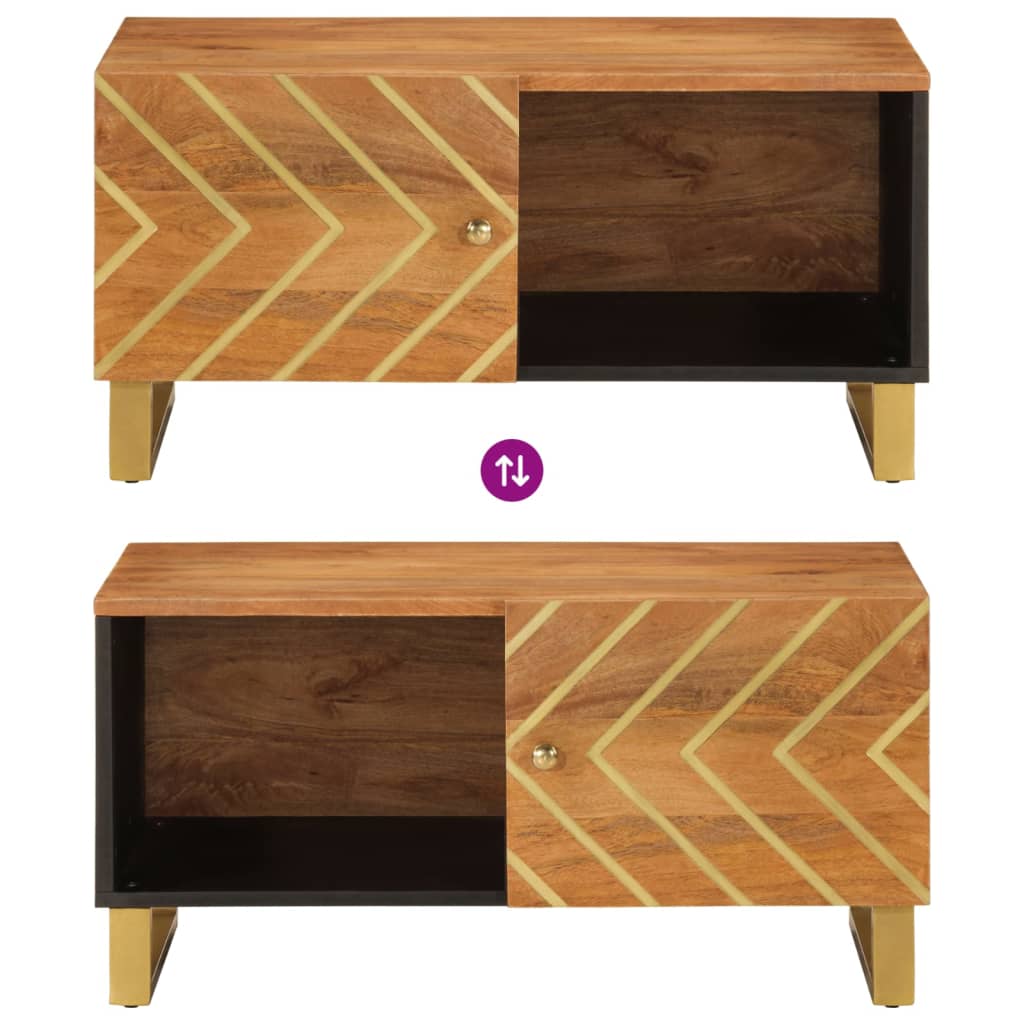 vidaXL Τραπεζάκι Σαλονιού Καφέ/Μαύρο 80x50x40εκ. από Μασίφ Ξύλο Μάνγκο