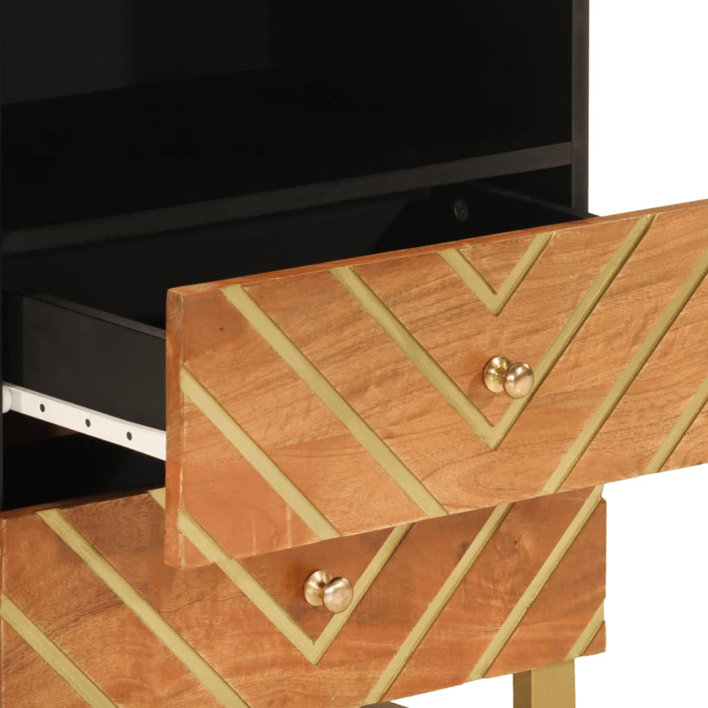 vidaXL Κομοδίνο Καφέ και Μαύρο 50x33x60 εκ. από Μασίφ Ξύλο Μάνγκο