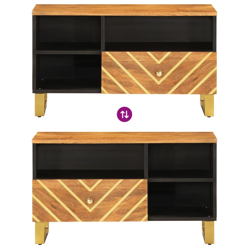 vidaXL Έπιπλο Τηλεόρασης Καφέ/Μαύρο 80x33,5x46 εκ. Μασίφ Ξύλο Μάνγκο