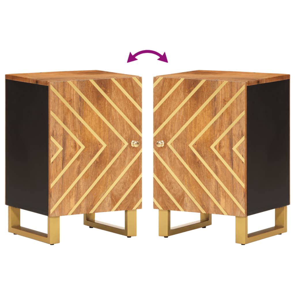 vidaXL Ντουλάπι Μπάνιου Καφέ/Μαύρο 38x33,5x58 εκ. Μασίφ Ξύλο Μάνγκο