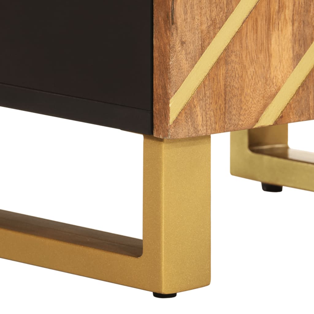 vidaXL Ντουλάπι Μπάνιου Καφέ/Μαύρο 38x33,5x58 εκ. Μασίφ Ξύλο Μάνγκο