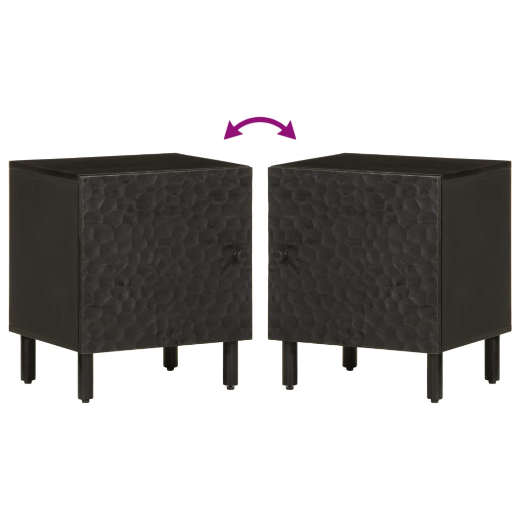 vidaXL Κομοδίνο Μαύρο 40 x 33 x 46 εκ. από Μασίφ Ξύλο Μάνγκο