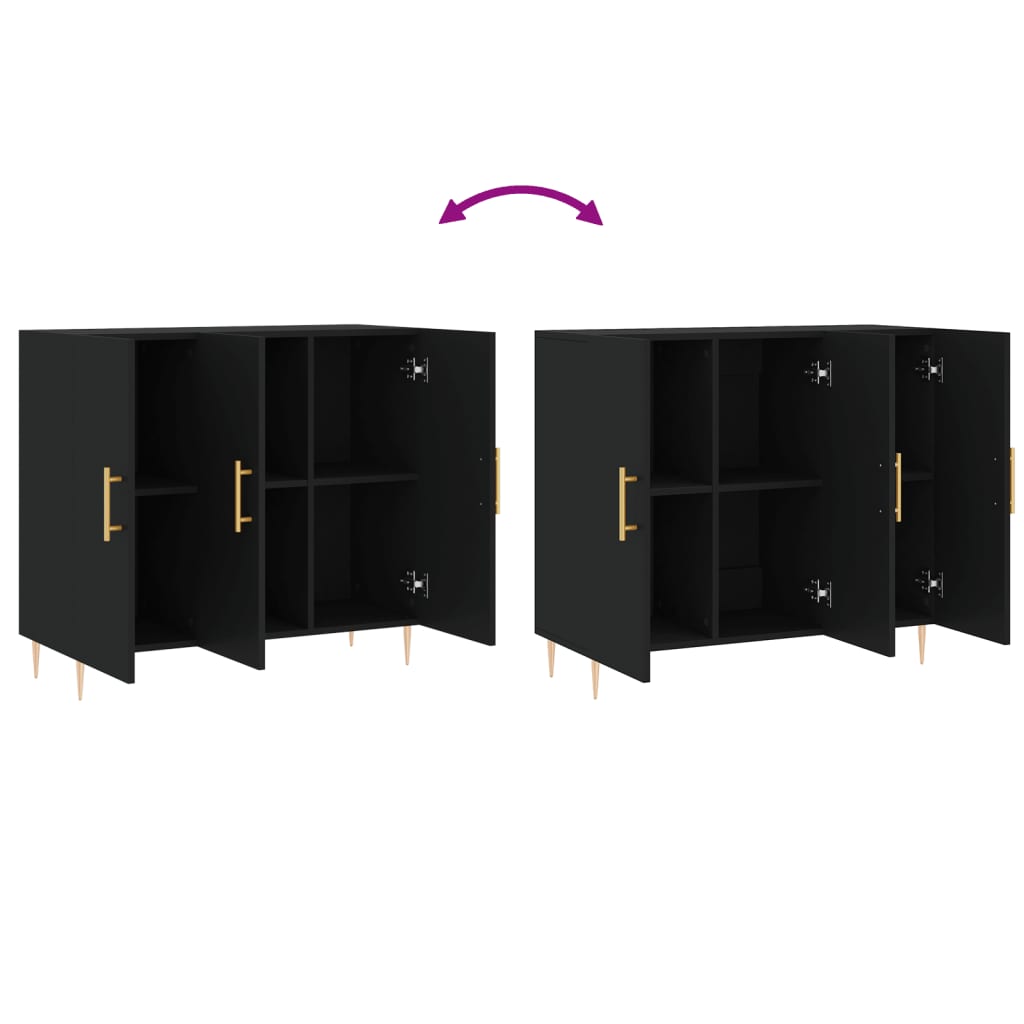 vidaXL Ντουλάπι Μαύρο 90 x 34 x 80 εκ. από Επεξεργασμένο Ξύλο