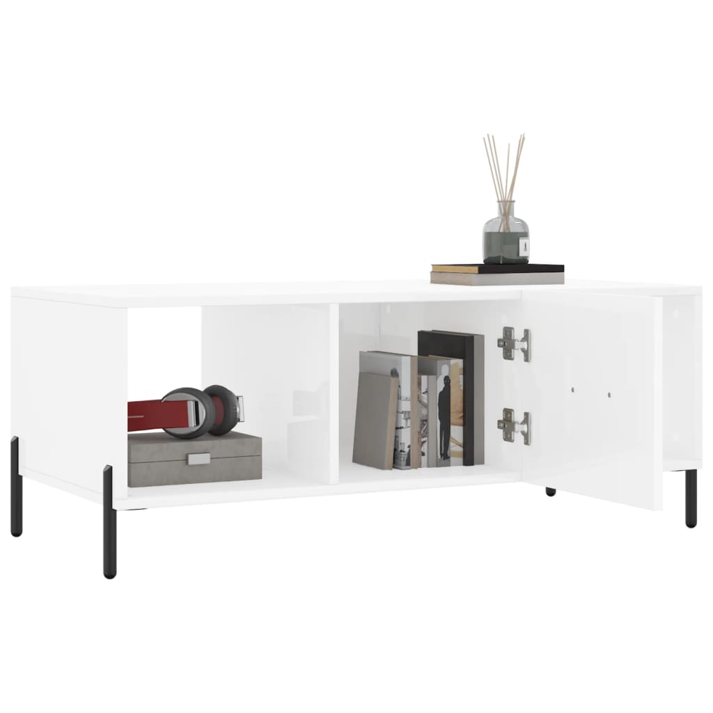 vidaXL Τραπεζάκι Σαλονιού Γυαλ. Λευκό 102x50x40 εκ. Επεξεργ. Ξύλο