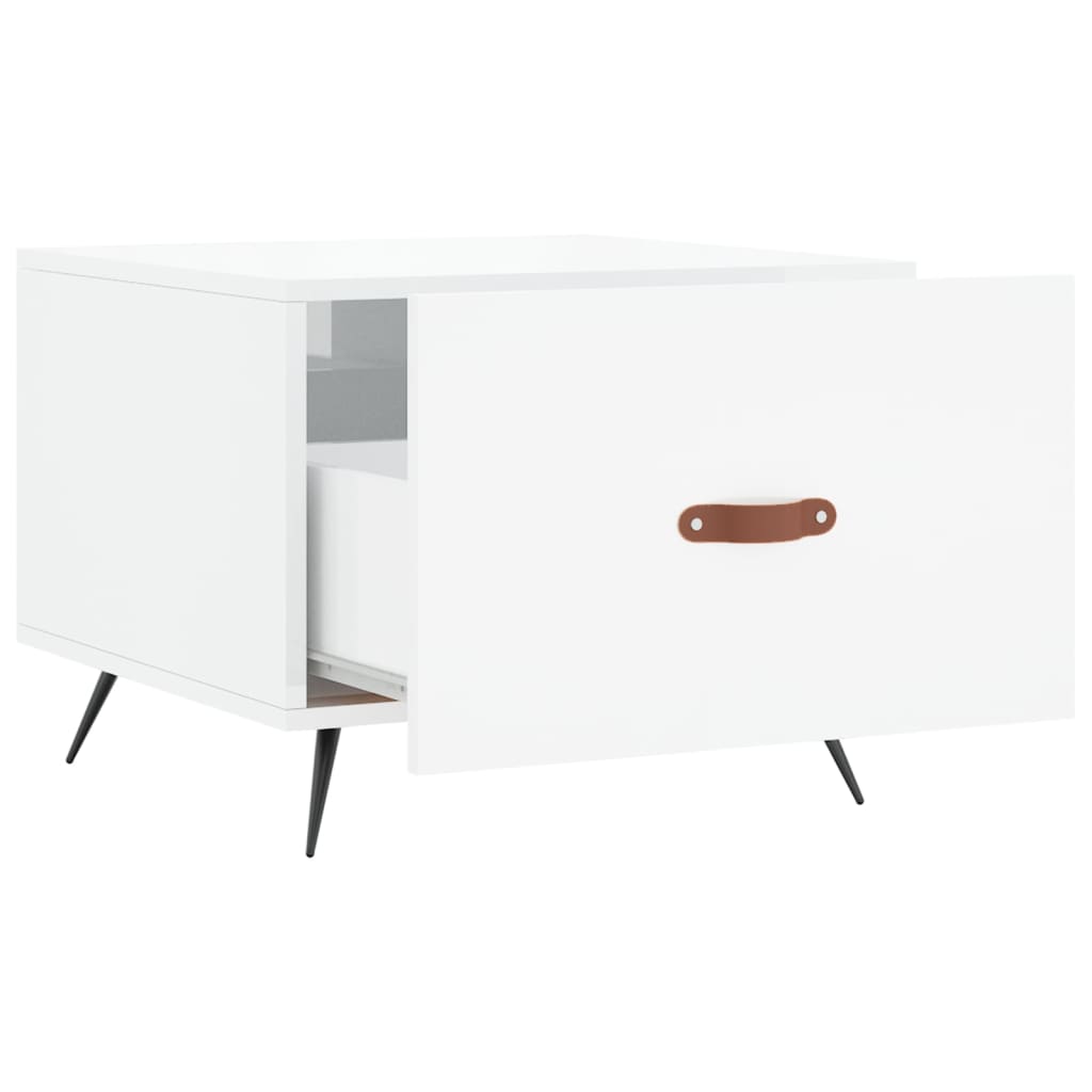 vidaXL Τραπεζάκι Σαλονιού Γυαλ. Λευκό 50 x 50 x 40 εκ. Επεξεργ. Ξύλο