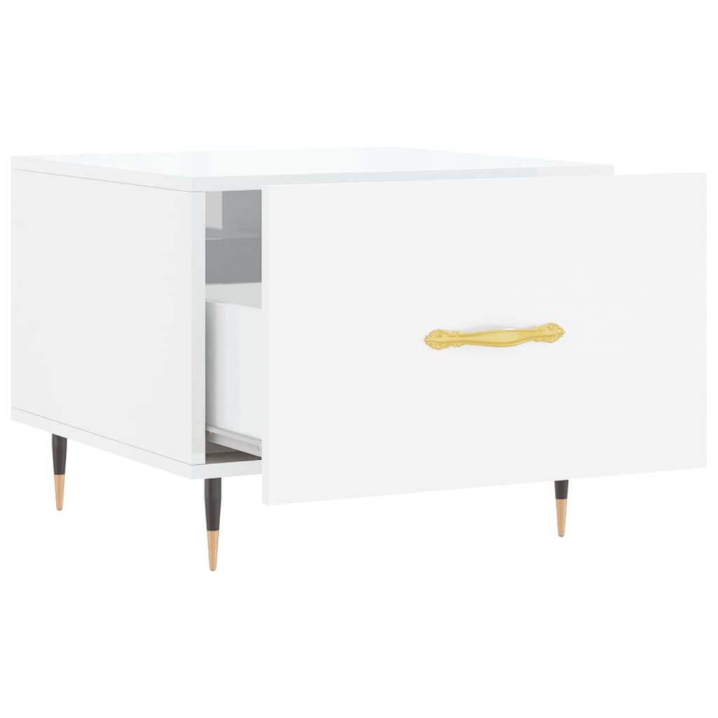 vidaXL Τραπεζάκι Σαλονιού Γυαλ. Λευκό 50 x 50 x 40 εκ. Επεξεργ. Ξύλο