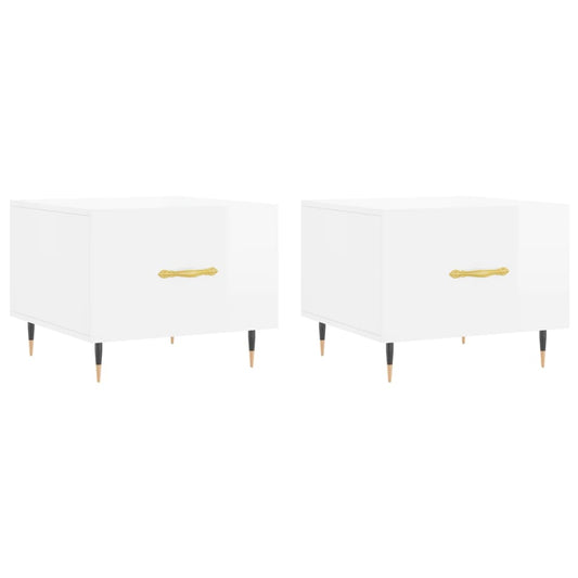 vidaXL Τραπεζάκια Σαλονιού 2 τεμ. Λευκά 50x50x40 εκ Επεξεργασμένο Ξύλο