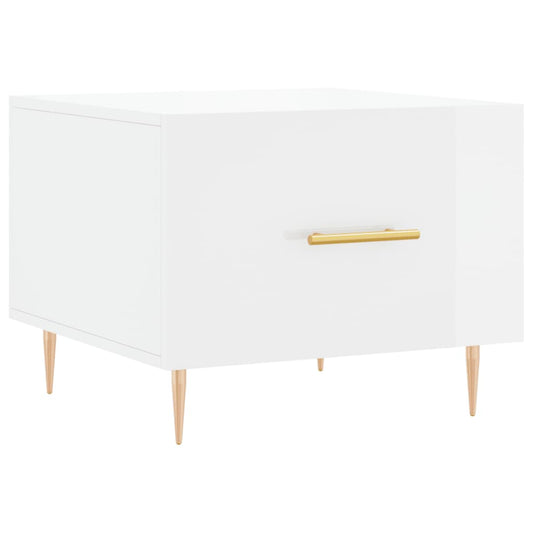 vidaXL Τραπεζάκι Σαλονιού Γυαλ. Λευκό 50 x 50 x 40 εκ. Επεξεργ. Ξύλο