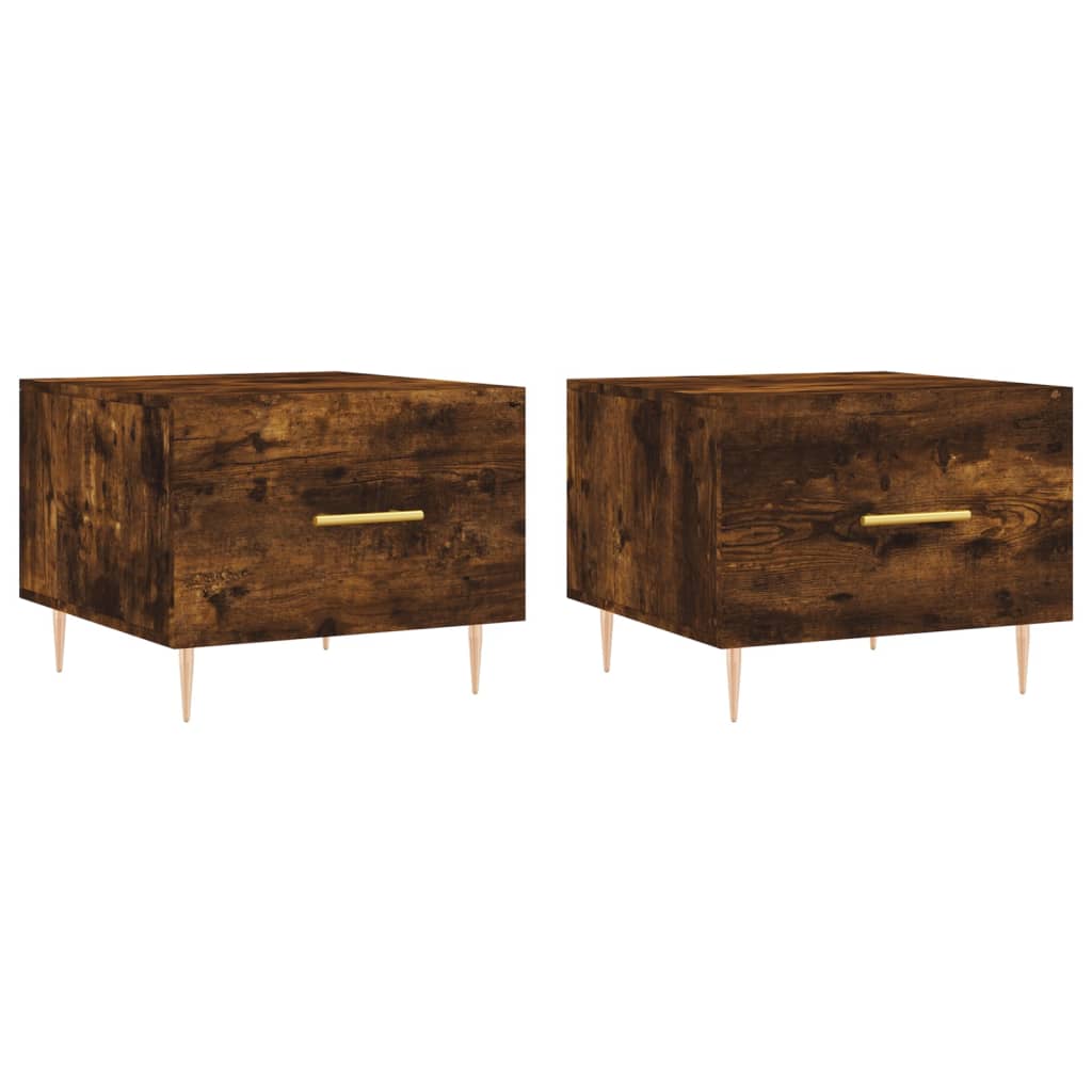 vidaXL Τραπεζάκια Σαλονιού 2 τεμ Καπνιστή Oak 50x50x40 εκ Επεξ. Ξύλο